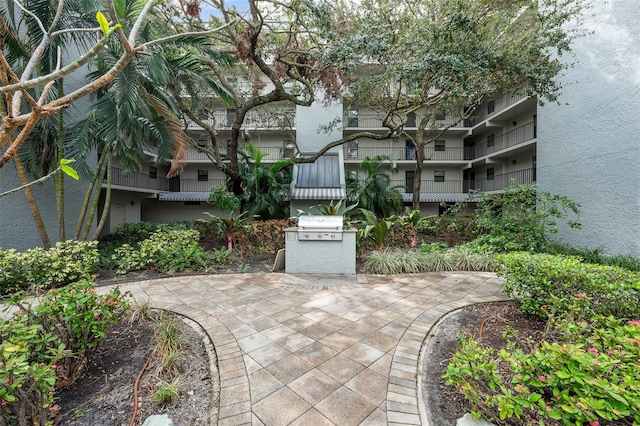 view of home's community featuring a patio area and an outdoor kitchen