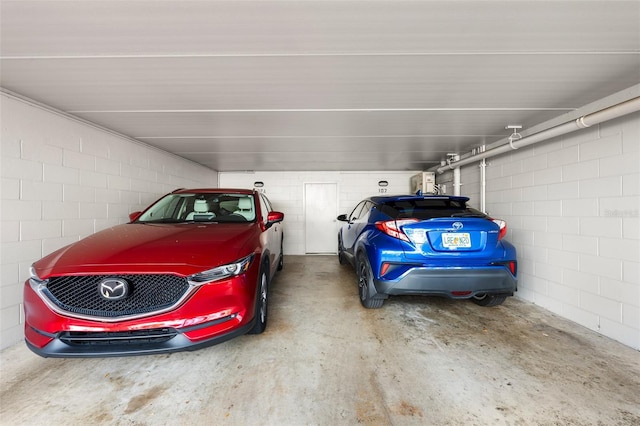 parking garage with concrete block wall