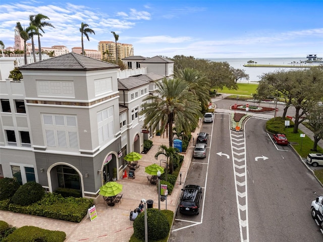 view of property with a water view