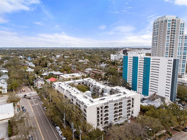 drone / aerial view with a city view