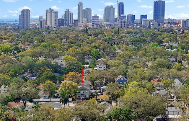 bird's eye view featuring a city view