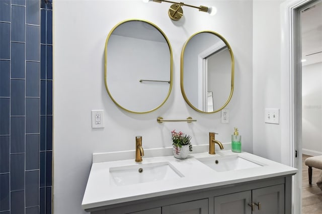 bathroom with double vanity and a sink