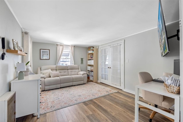 living area with wood finished floors