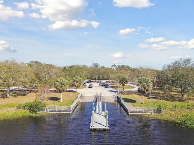 view of dock featuring a water view