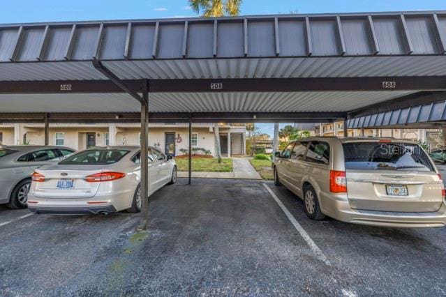 view of covered parking lot