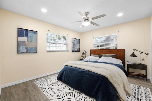 1131 60th Ave S, Saint Petersburg, FL 33705 - bedroom with wood finished floors, baseboards, recessed lighting, and ceiling fan