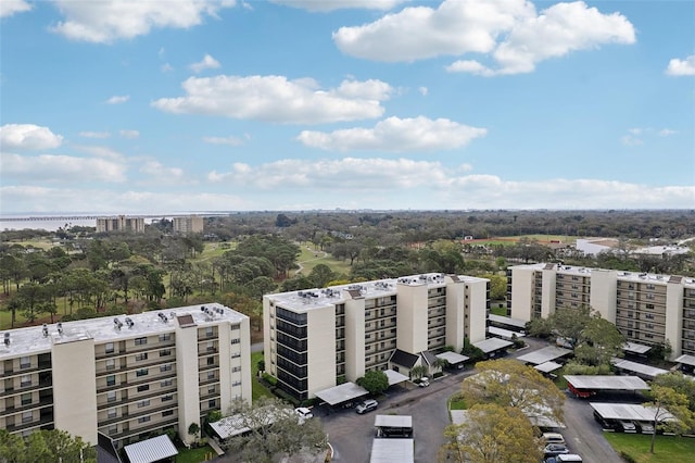 bird's eye view with a city view