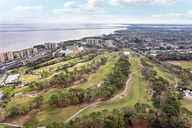 aerial view with a view of city and a water view