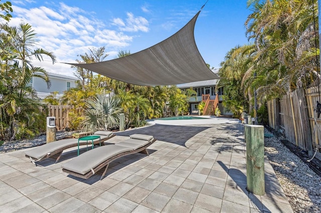 view of pool with a patio, a fenced backyard, and a fenced in pool