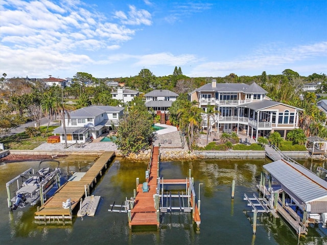 dock area featuring a water view and boat lift