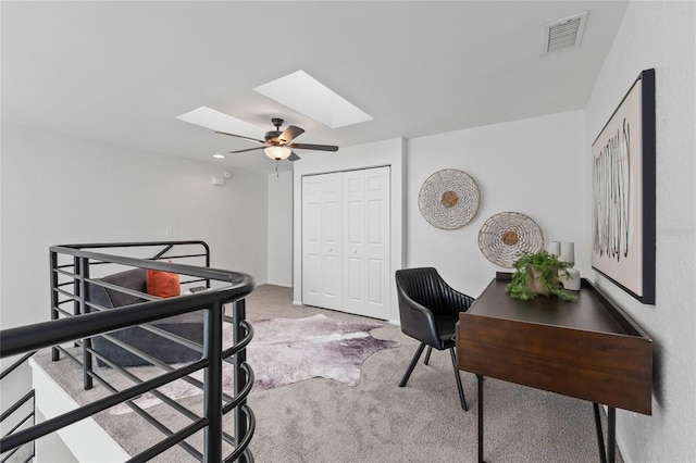 3101 W El Prado Blvd Unit B, Tampa, FL 33629 - office with a skylight, light colored carpet, and ceiling fan