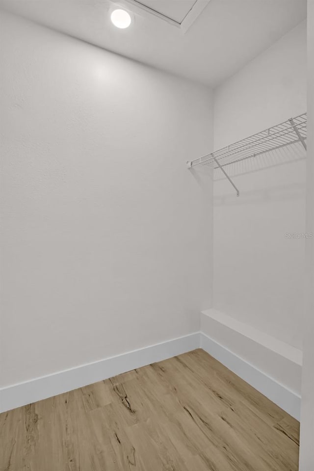 spacious closet with light wood-style flooring