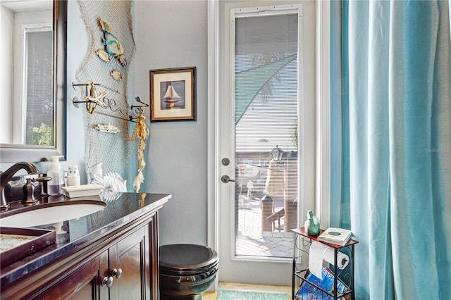 bathroom with toilet and vanity