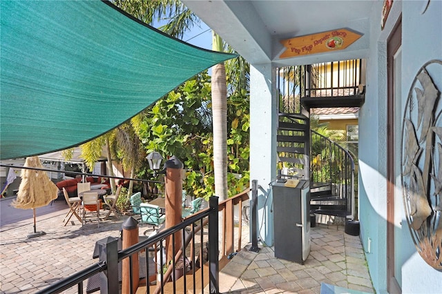 view of patio with stairs