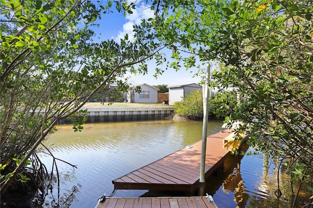 view of dock featuring a water view