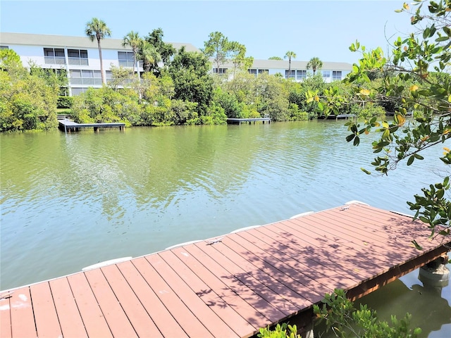 view of dock featuring a water view