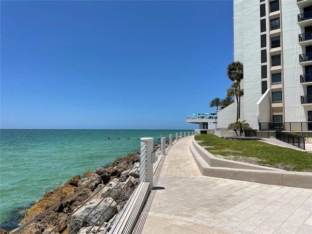 property view of water with a beach view