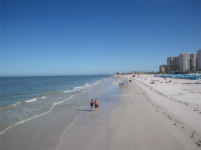 property view of water featuring a view of the beach