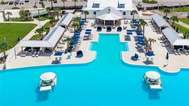 view of pool featuring a gazebo