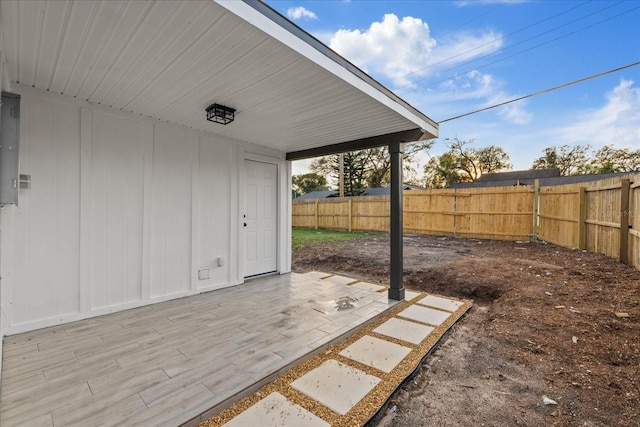 exterior space featuring a fenced backyard