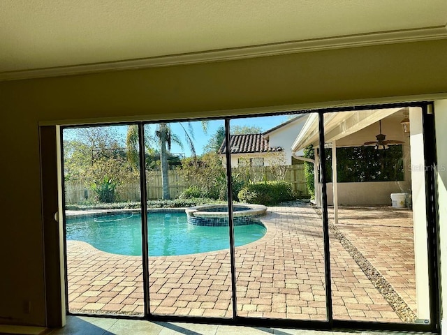 view of pool featuring a pool with connected hot tub