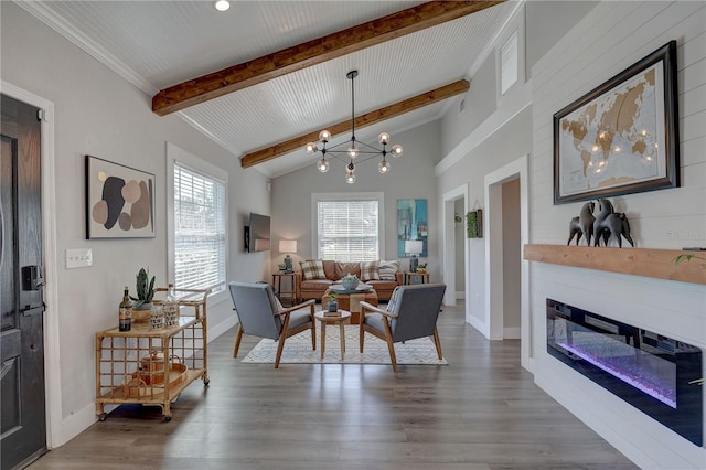 315 40th St S, Saint Petersburg, FL 33711 - interior space with a glass covered fireplace, a healthy amount of sunlight, a notable chandelier, and wood finished floors