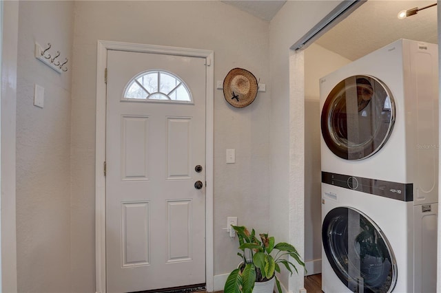 315 40th St S, Saint Petersburg, FL 33711 - clothes washing area with laundry area and stacked washer / drying machine