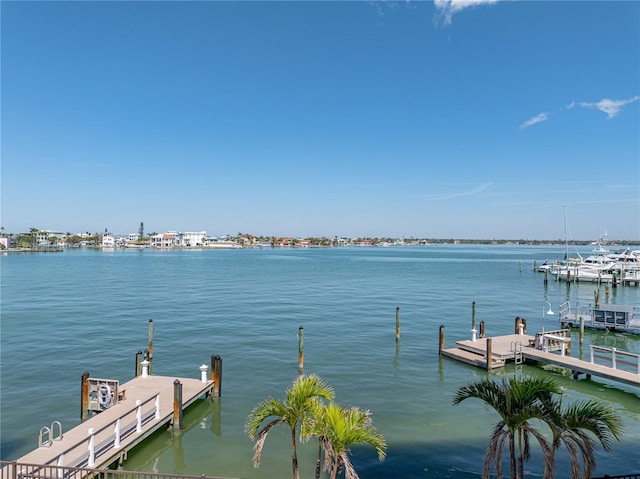 view of dock featuring a water view