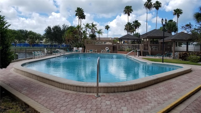 pool featuring fence