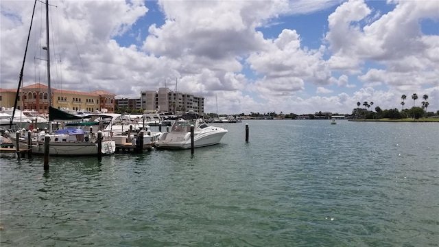 property view of water with a boat dock