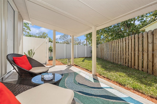 view of patio featuring a fenced backyard