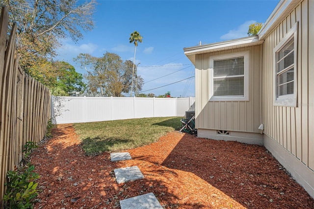 view of yard featuring a fenced backyard