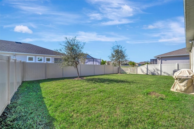 view of yard featuring a fenced backyard