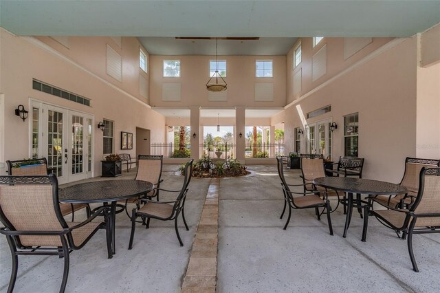 exterior space featuring french doors and outdoor dining area