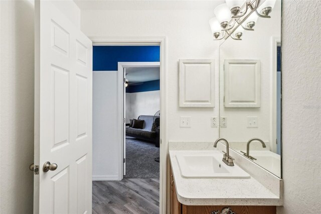 bathroom featuring vanity and wood finished floors