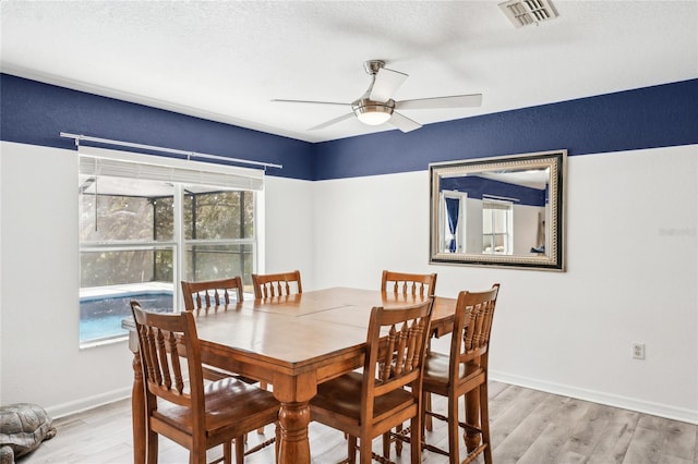 13 Witch Hazel Ct, Homosassa, FL 34446 - dining space featuring a ceiling fan, light wood-style flooring, healthy amount of natural light, and baseboards