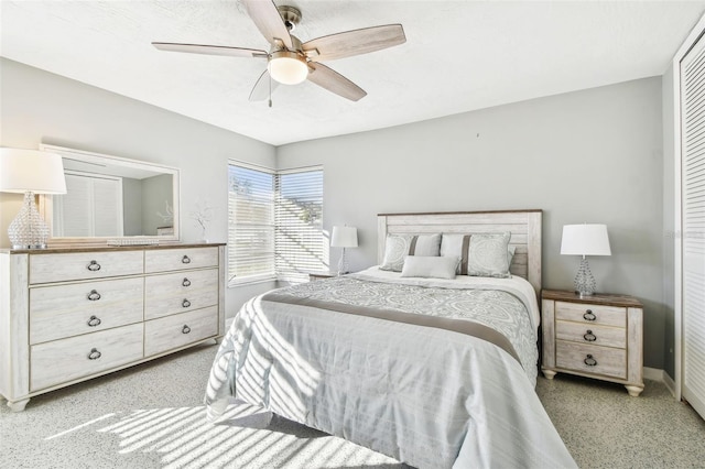 bedroom featuring a ceiling fan