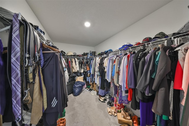 spacious closet featuring carpet floors