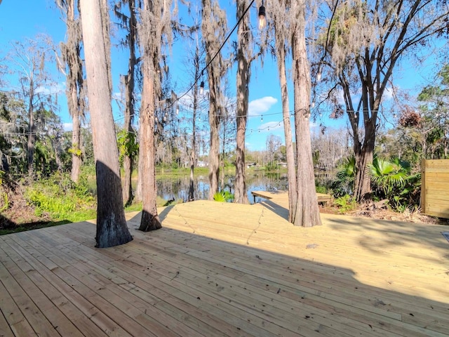 deck with a water view