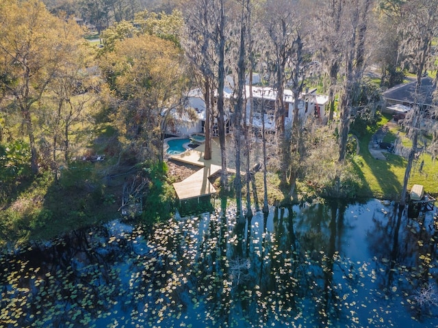 bird's eye view featuring a forest view