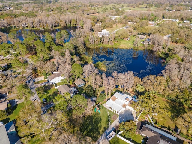 bird's eye view featuring a residential view and a water view