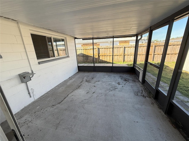 view of unfurnished sunroom