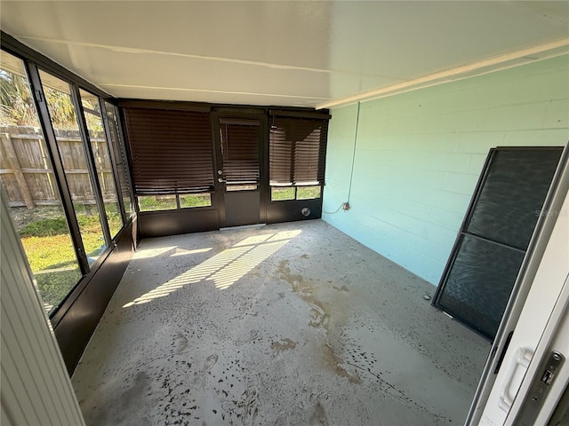 view of unfurnished sunroom