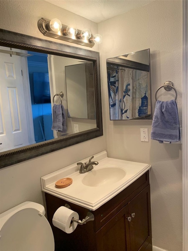 bathroom with toilet and vanity