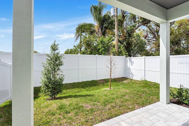 view of yard featuring a fenced backyard