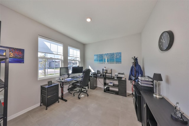 office area featuring baseboards