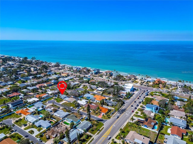 aerial view with a residential view and a water view