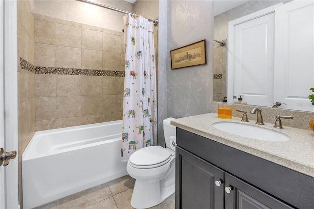 10446 Highland Park Pl, Palmetto, FL 34221 - full bathroom with toilet, tile patterned flooring, shower / bath combo, and vanity