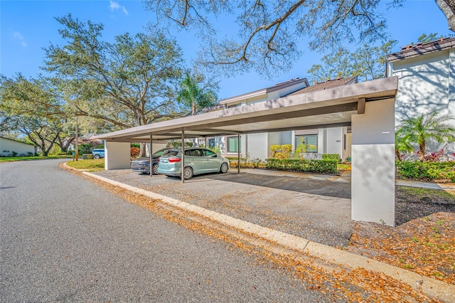 view of covered parking lot