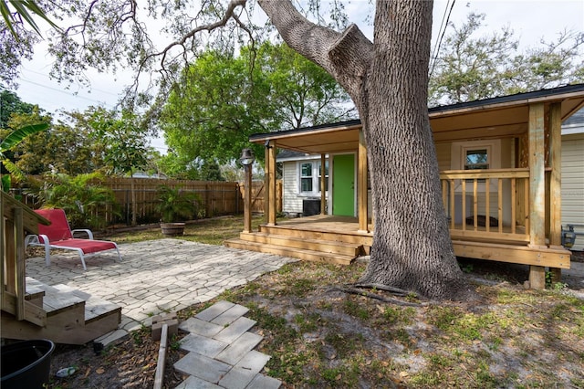 view of yard with a patio area and fence